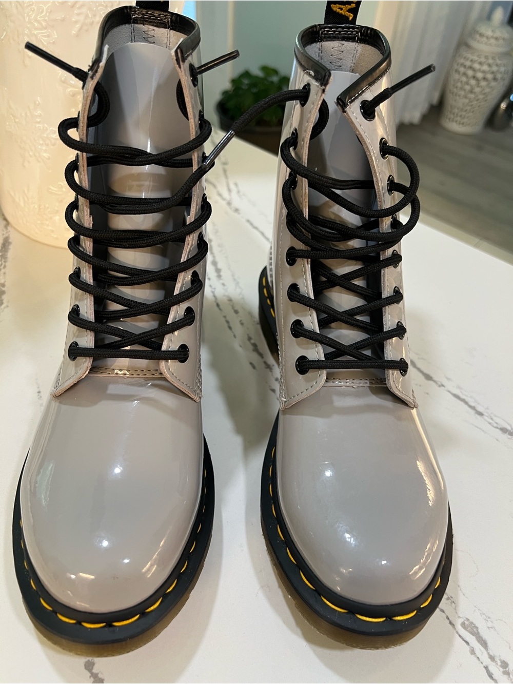 Dr. Martens 1460 Zinc Grey Patent Lamper Boots Sz 10 - Picture 14 of 16